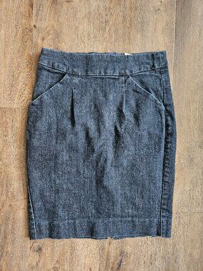 J.Crew dark denim pencil skirt women's size 0 cotton blend with pockets